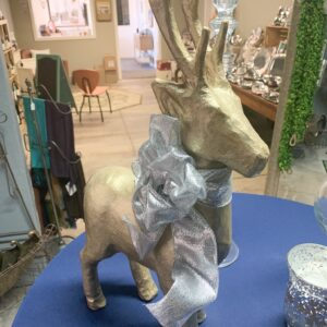 Gold Reindeer with Silver Bow