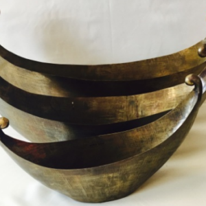 Antique Brass Boat Planters - Set of 3