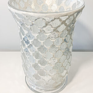 Mosaic Trumpet Vase - Silver Metallic Crush 9 7/8"H x 5"W