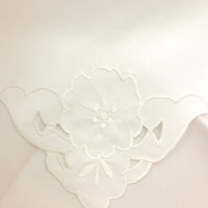White Satin Floral Stitch Corner 20"