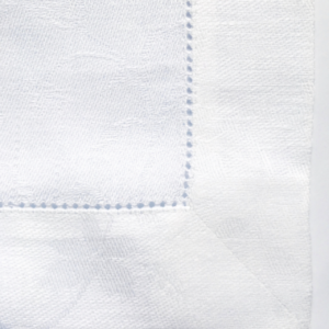54" x 54" Square White Linen Hemstich Tablecloth