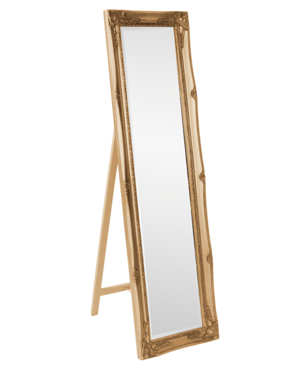 Queen Anne Standing Mirror - Gold Dimensions: 18"W x 66"H