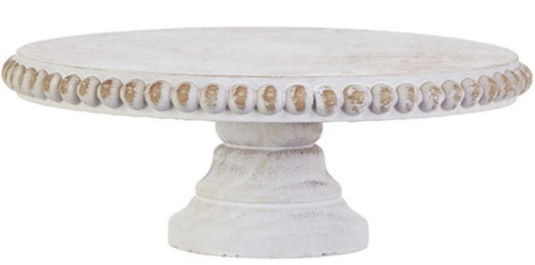 Distressed Beaded Cake Stand 12"