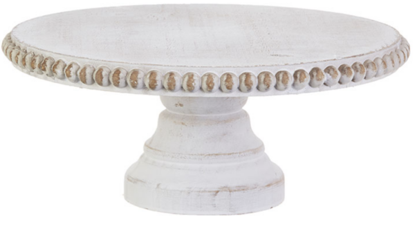 Distressed Beaded Cake Stand 10"