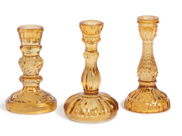 Maybelle Amber Glass Taper Holders