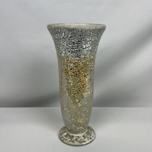Mosaic Trumpet Vase - Metallic Crush 11 1/2" x 4"W