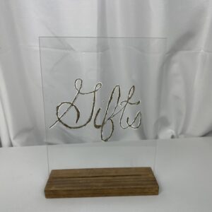 Acrylic Gifts Sign with Wooden Stand - 8" x 10"