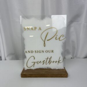 Acrylic Guestbook Sign with Wooden Stand - 8" x 10"
