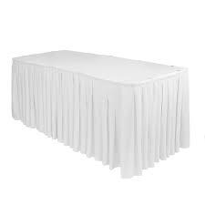 white, Polyester, 9' pleated table skirt Tablecloth