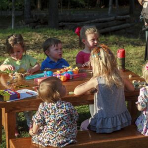 Oak Children's Table with Two Benches