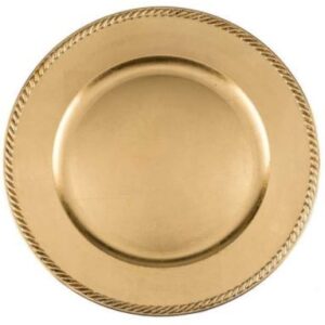 Solid Gold Plastic Charger, Beaded Edge - 13"