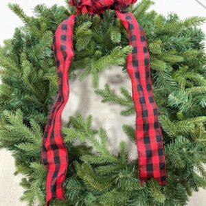 Christmas Wreath with Red/Black Checkered Bow