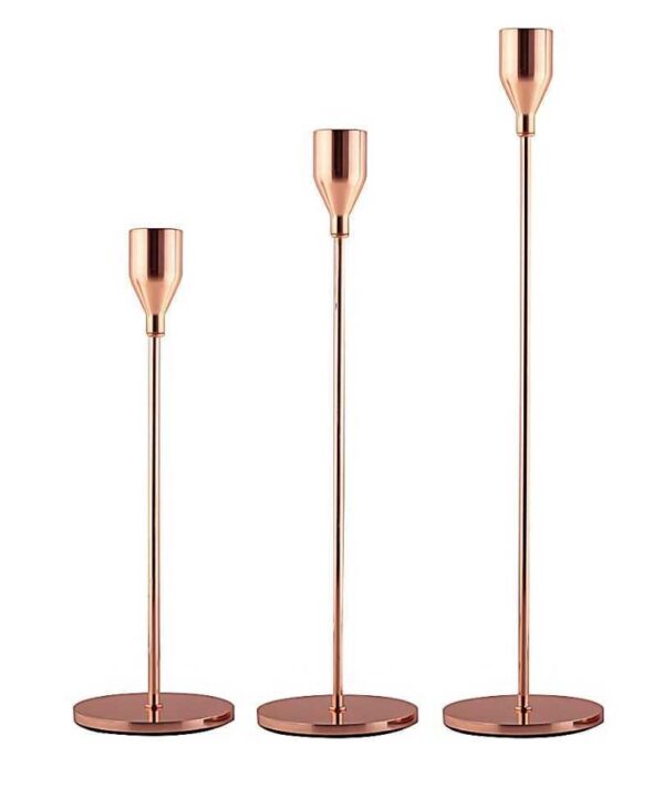 Rose Gold Candlestick Holder 13"x3.25"