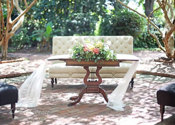 Antique Harp Accent Table