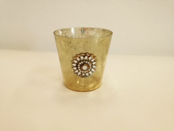 Antique Gold Candle Votive Holder - 4" Tall