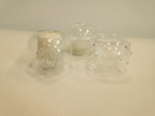 Clear and Silver Globe Candle Votives
