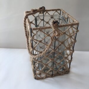 Glass Lantern with Nautical Rope