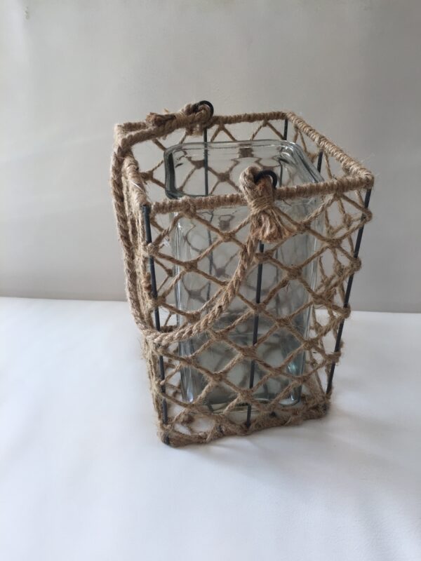 Glass Lantern with Nautical Rope