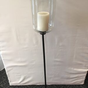 Tall Iron Candleholder with Glass Globe - 56"