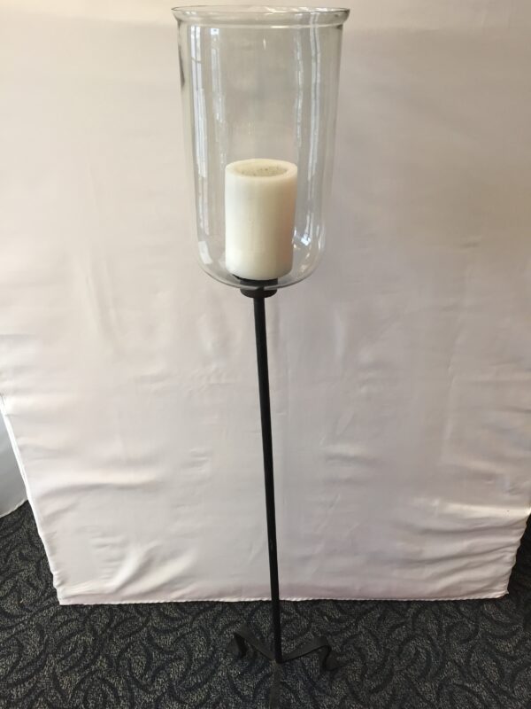 Tall Iron Candleholder with Glass Globe - 56"