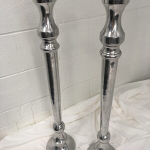 Tall Pewter Candlesticks - 31" Height