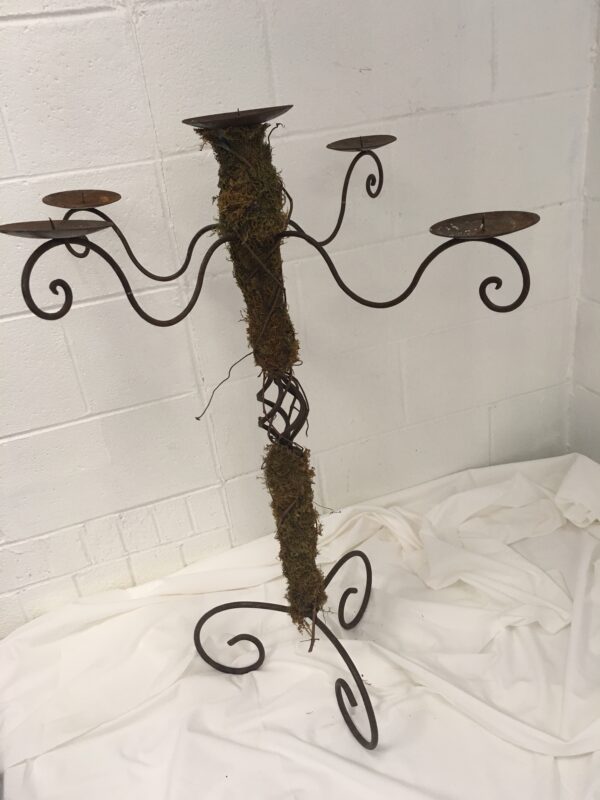Wrought Iron/Moss 5 Arm Candelabra