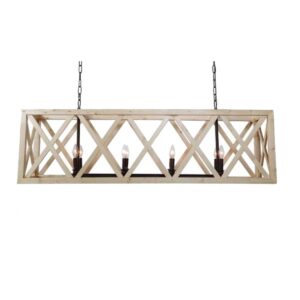 Wooden Cage Chandelier - 8 Light
