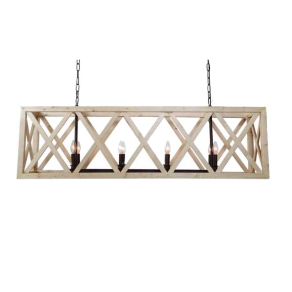 Wooden Cage Chandelier - 8 Light