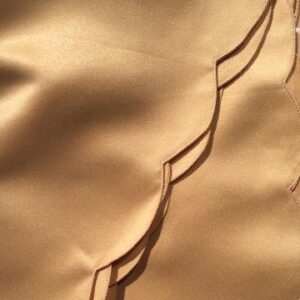 120" Round Antique Gold, Satin, Scalloped Edges Tablecloth