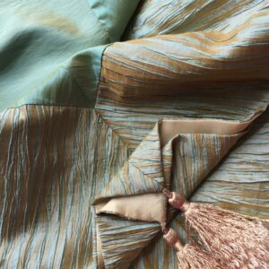 80" x 80" Square Pistachio Two Toned Taffeta with Crushed Border Tablecloth