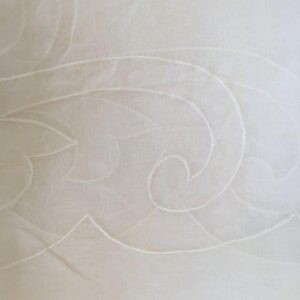 White Floral Embroidery, Sheer with floral embroidery and satin border., 80" x 80" Tablecloth