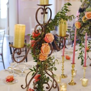 3 Pillar Iron Candelabra - Brown