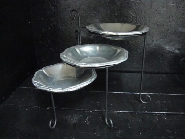 3 Tier Stand with Small Polished Aluminum Bowls