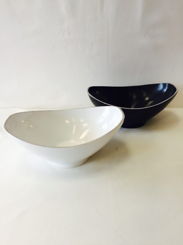 White Coated Oval Bowl - 6"