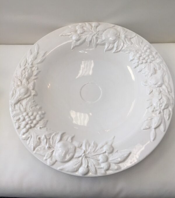 Large White Ceramic Bowl w/Fruit 20"