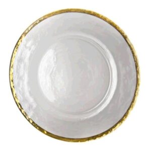 Aria Gold Trim Glass Charger Hammered (13″)