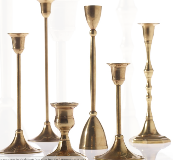 Antique gold Candlestick - 2.25" x 10.25"