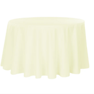 120" Round Ivory Polyester Tablecloth