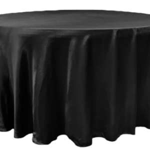 108" Black, Satin, Scalloped Edge Tablecloth