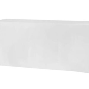 90" x 132" Rounded Corners White Polyester Tablecloth