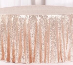 108" Blush, Sequin, Round Tablecloth