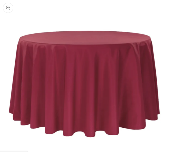 108" Burgundy, Polyester, Round Tablecloth