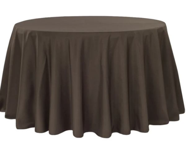 108" Chocolate, Poly, Round Tablecloth