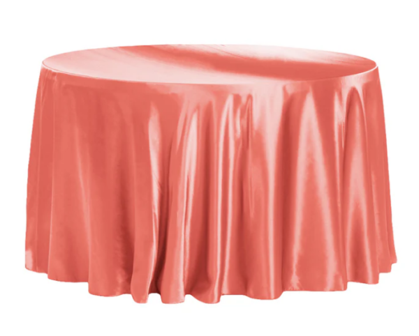 108" Coral, Satin, Round Tablecloth