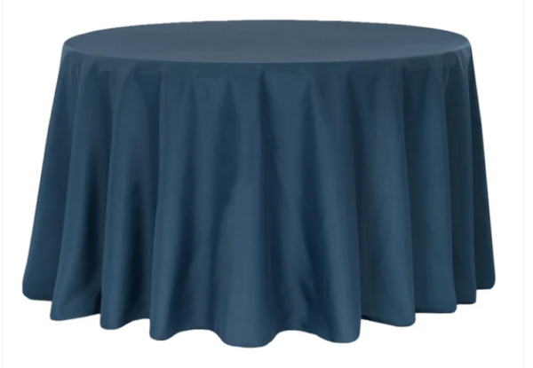 108" Round Navy Polyester Tablecloth