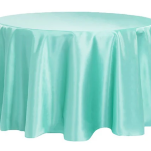 108" Round Turquoise Satin Tablecloth