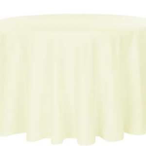 132" Round Ivory Polyester Tablecloth