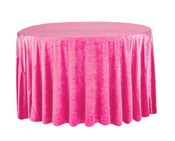 120" Hot Pink Velvet Round Tablecloth