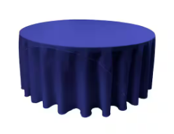 132" Round Royal Blue Polyester Tablecloth
