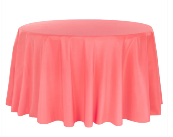 120" Round Coral Polyester Tablecloth